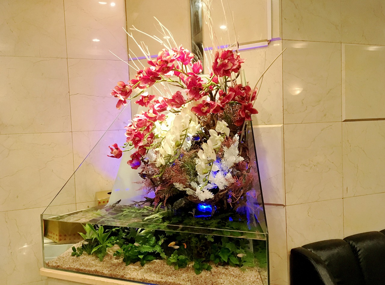 【アクアリウムレンタル】新年を水と花の美しさで飾るインテリア